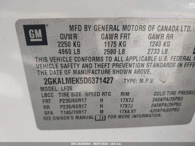 Photo 8 VIN: 2GKALMEK5D6371427 - GMC TERRAIN 