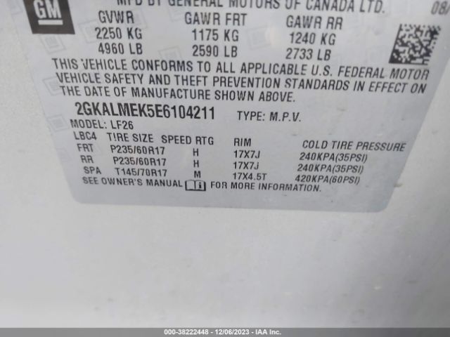 Photo 8 VIN: 2GKALMEK5E6104211 - GMC TERRAIN 