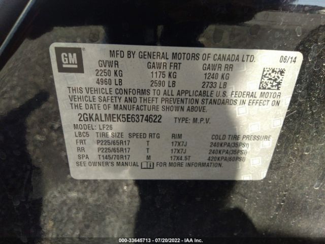 Photo 8 VIN: 2GKALMEK5E6374622 - GMC TERRAIN 