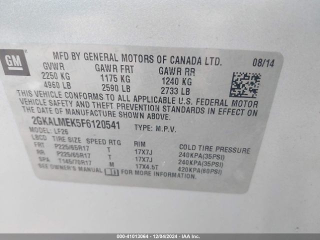 Photo 8 VIN: 2GKALMEK5F6120541 - GMC TERRAIN 