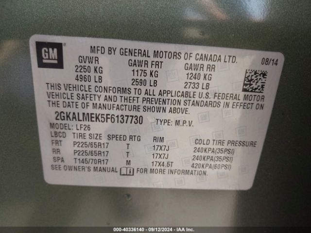 Photo 8 VIN: 2GKALMEK5F6137730 - GMC TERRAIN 