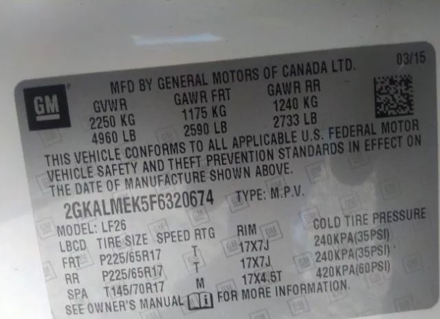 Photo 8 VIN: 2GKALMEK5F6320674 - GMC TERRAIN 