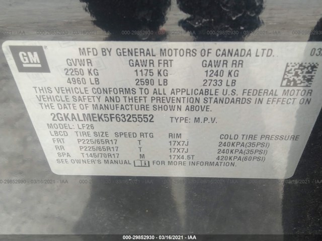 Photo 8 VIN: 2GKALMEK5F6325552 - GMC TERRAIN 