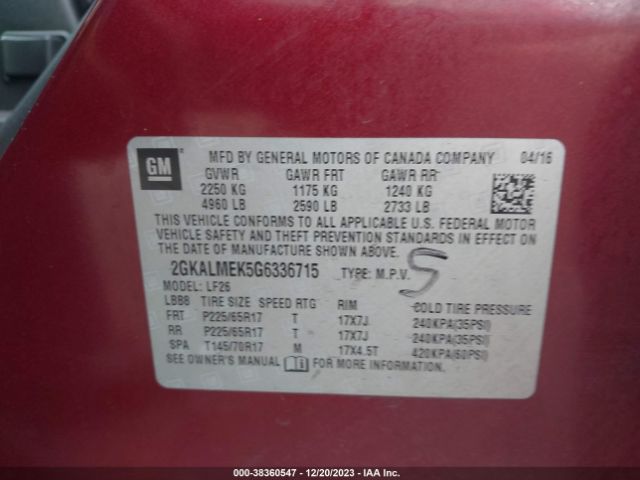 Photo 8 VIN: 2GKALMEK5G6336715 - GMC TERRAIN 