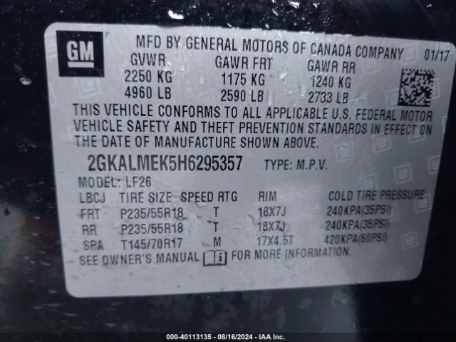 Photo 8 VIN: 2GKALMEK5H6295357 - GMC TERRAIN 