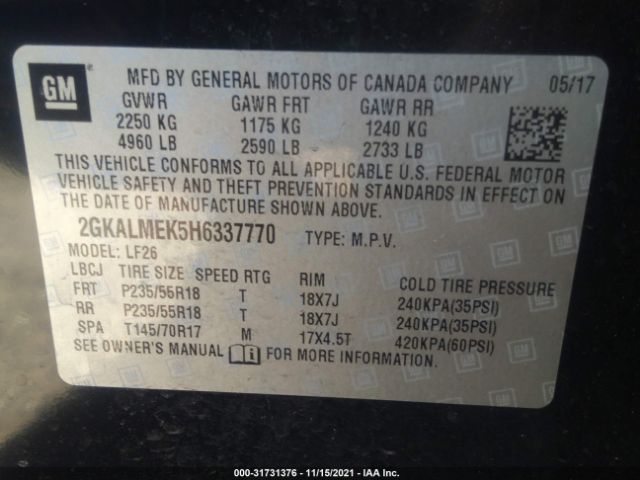 Photo 8 VIN: 2GKALMEK5H6337770 - GMC TERRAIN 