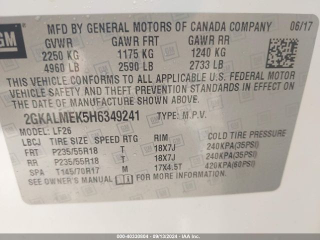 Photo 8 VIN: 2GKALMEK5H6349241 - GMC TERRAIN 