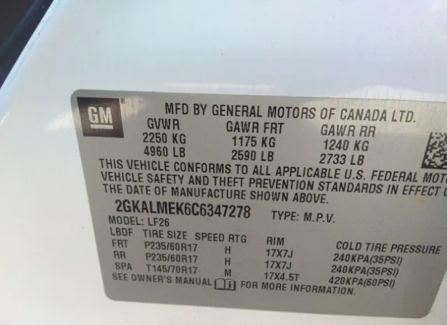 Photo 8 VIN: 2GKALMEK6C6347278 - GMC TERRAIN 