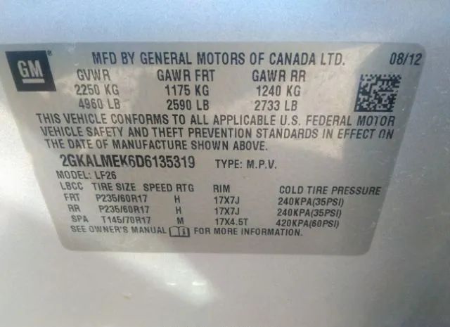 Photo 8 VIN: 2GKALMEK6D6135319 - GMC TERRAIN 