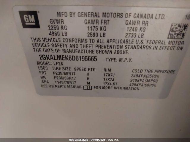 Photo 8 VIN: 2GKALMEK6D6195665 - GMC TERRAIN 