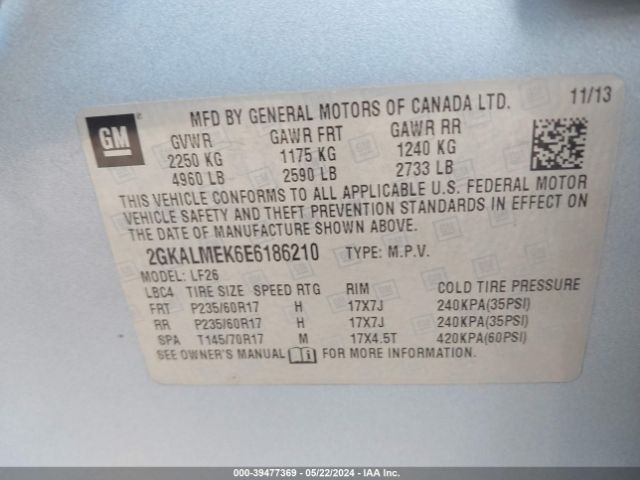 Photo 8 VIN: 2GKALMEK6E6186210 - GMC TERRAIN 