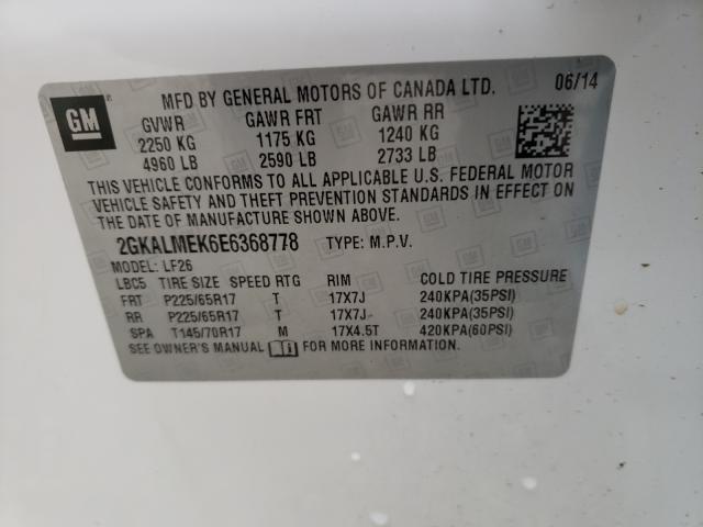 Photo 9 VIN: 2GKALMEK6E6368778 - GMC TERRAIN SL 