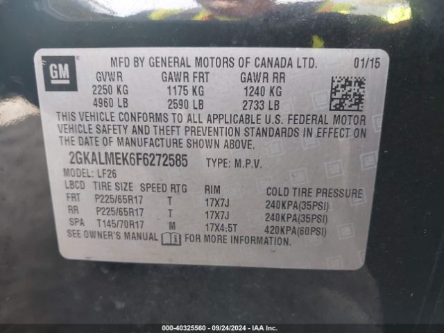 Photo 8 VIN: 2GKALMEK6F6272585 - GMC TERRAIN 