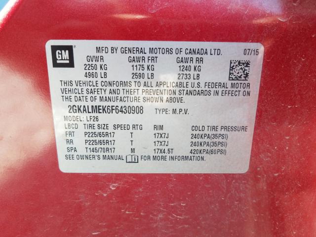 Photo 9 VIN: 2GKALMEK6F6430908 - GMC TERRAIN SL 