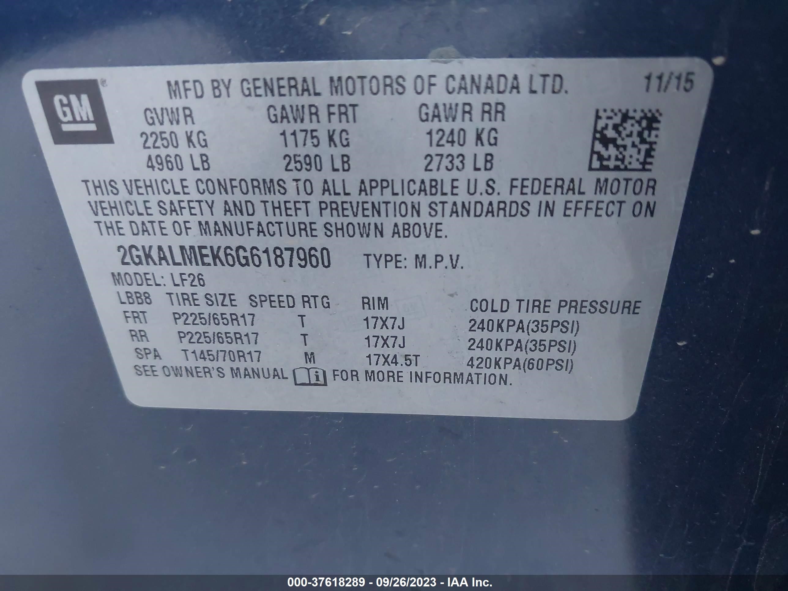 Photo 8 VIN: 2GKALMEK6G6187960 - GMC TERRAIN 