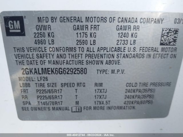 Photo 8 VIN: 2GKALMEK6G6292580 - GMC TERRAIN 