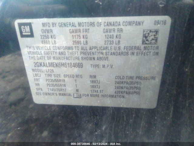 Photo 8 VIN: 2GKALMEK6H6184669 - GMC TERRAIN 