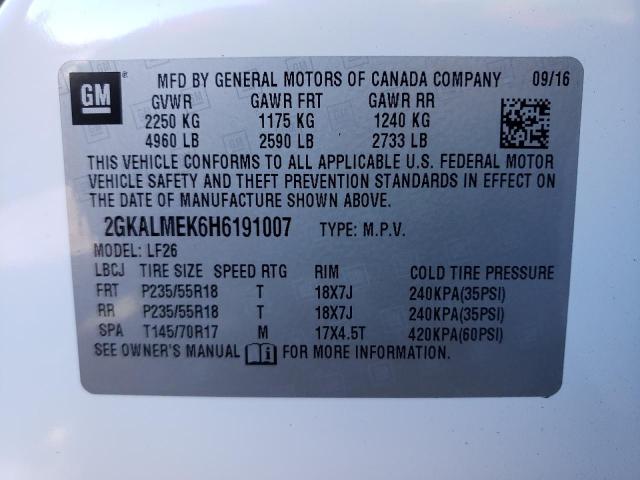 Photo 9 VIN: 2GKALMEK6H6191007 - GMC TERRAIN SL 