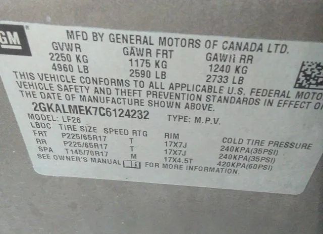 Photo 8 VIN: 2GKALMEK7C6124232 - GMC TERRAIN 