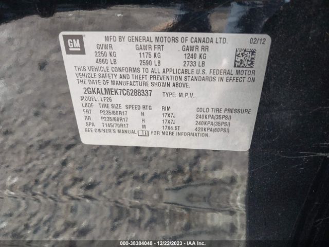 Photo 8 VIN: 2GKALMEK7C6288337 - GMC TERRAIN 