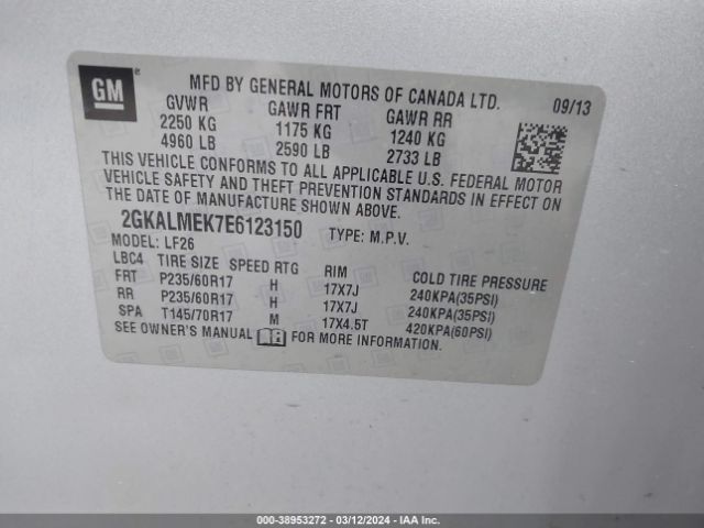 Photo 8 VIN: 2GKALMEK7E6123150 - GMC TERRAIN 