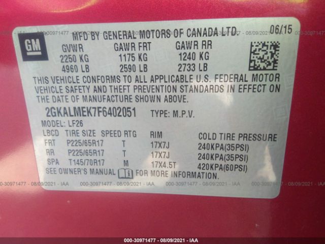 Photo 8 VIN: 2GKALMEK7F6402051 - GMC TERRAIN 