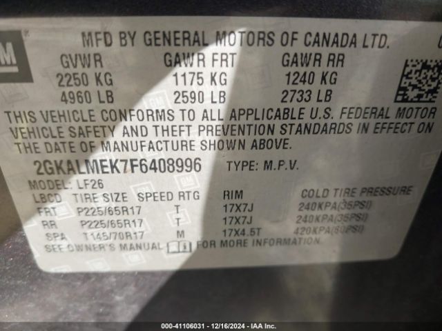 Photo 8 VIN: 2GKALMEK7F6408996 - GMC TERRAIN 