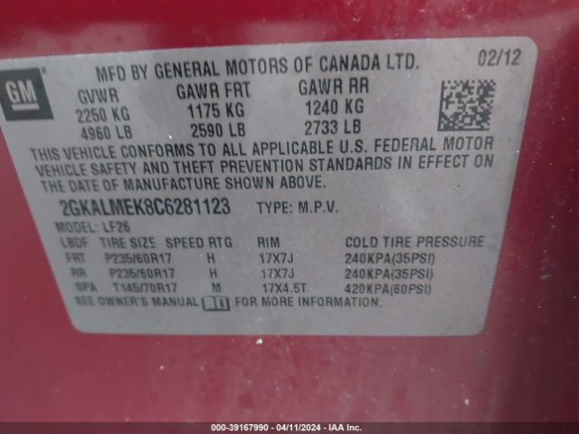 Photo 8 VIN: 2GKALMEK8C6281123 - GMC TERRAIN 