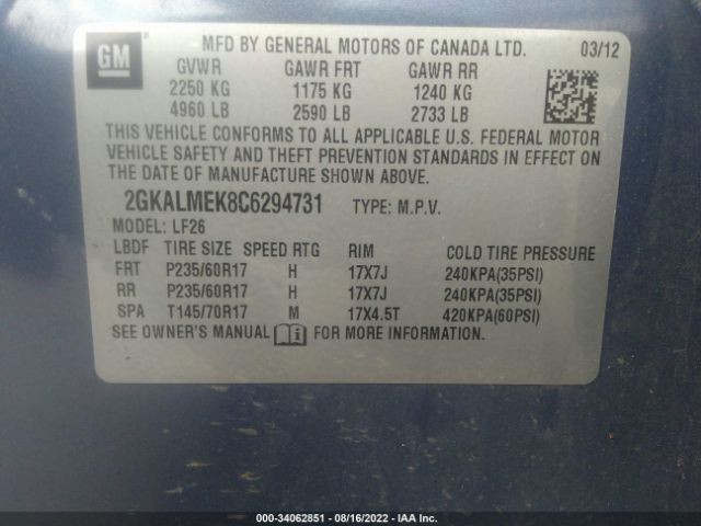 Photo 8 VIN: 2GKALMEK8C6294731 - GMC TERRAIN 