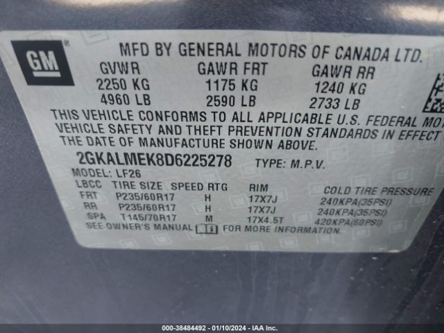 Photo 8 VIN: 2GKALMEK8D6225278 - GMC TERRAIN 