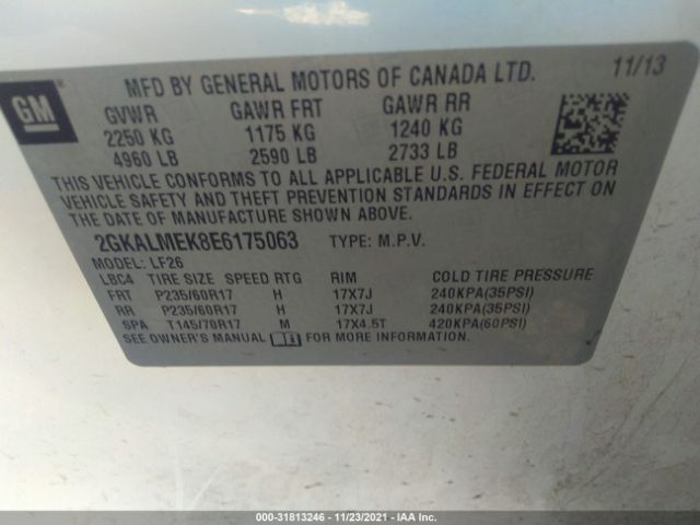 Photo 8 VIN: 2GKALMEK8E6175063 - GMC TERRAIN 