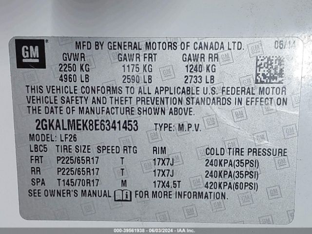 Photo 8 VIN: 2GKALMEK8E6341453 - GMC TERRAIN 