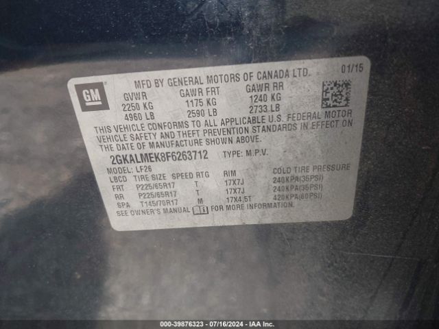 Photo 8 VIN: 2GKALMEK8F6263712 - GMC TERRAIN 