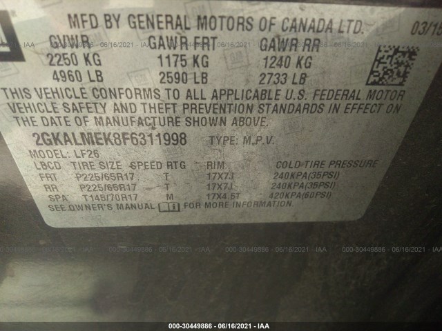 Photo 8 VIN: 2GKALMEK8F6311998 - GMC TERRAIN 