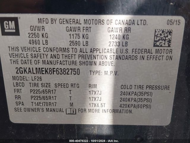 Photo 8 VIN: 2GKALMEK8F6382750 - GMC TERRAIN 