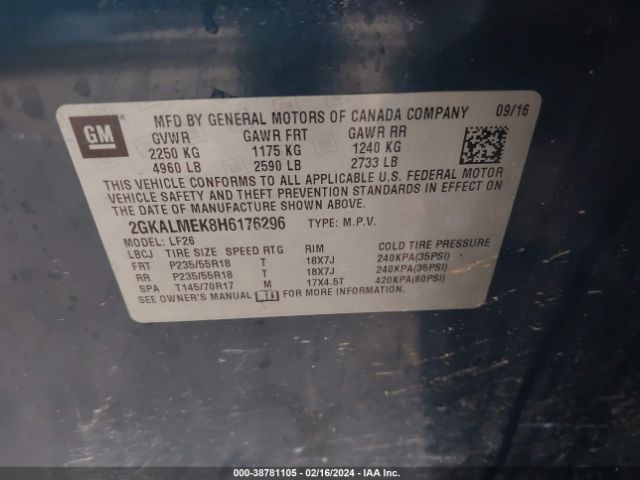 Photo 8 VIN: 2GKALMEK8H6176296 - GMC TERRAIN 