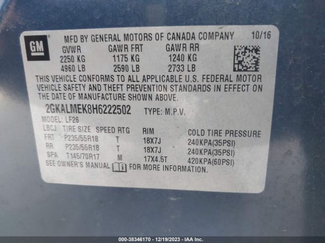 Photo 8 VIN: 2GKALMEK8H6222502 - GMC TERRAIN 