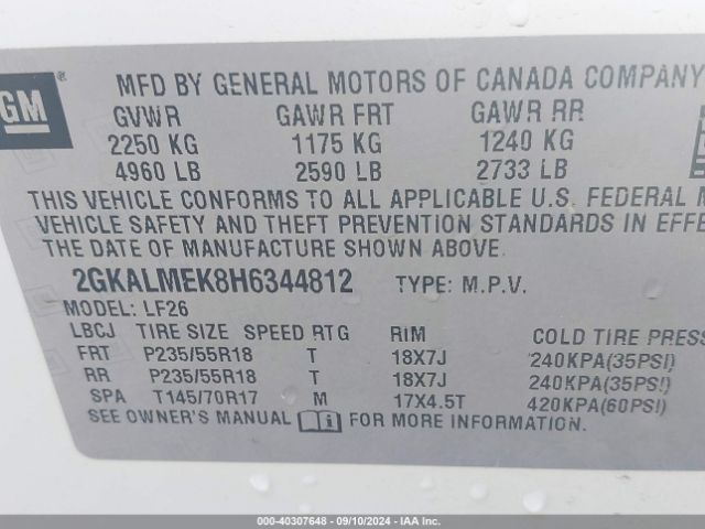 Photo 8 VIN: 2GKALMEK8H6344812 - GMC TERRAIN 