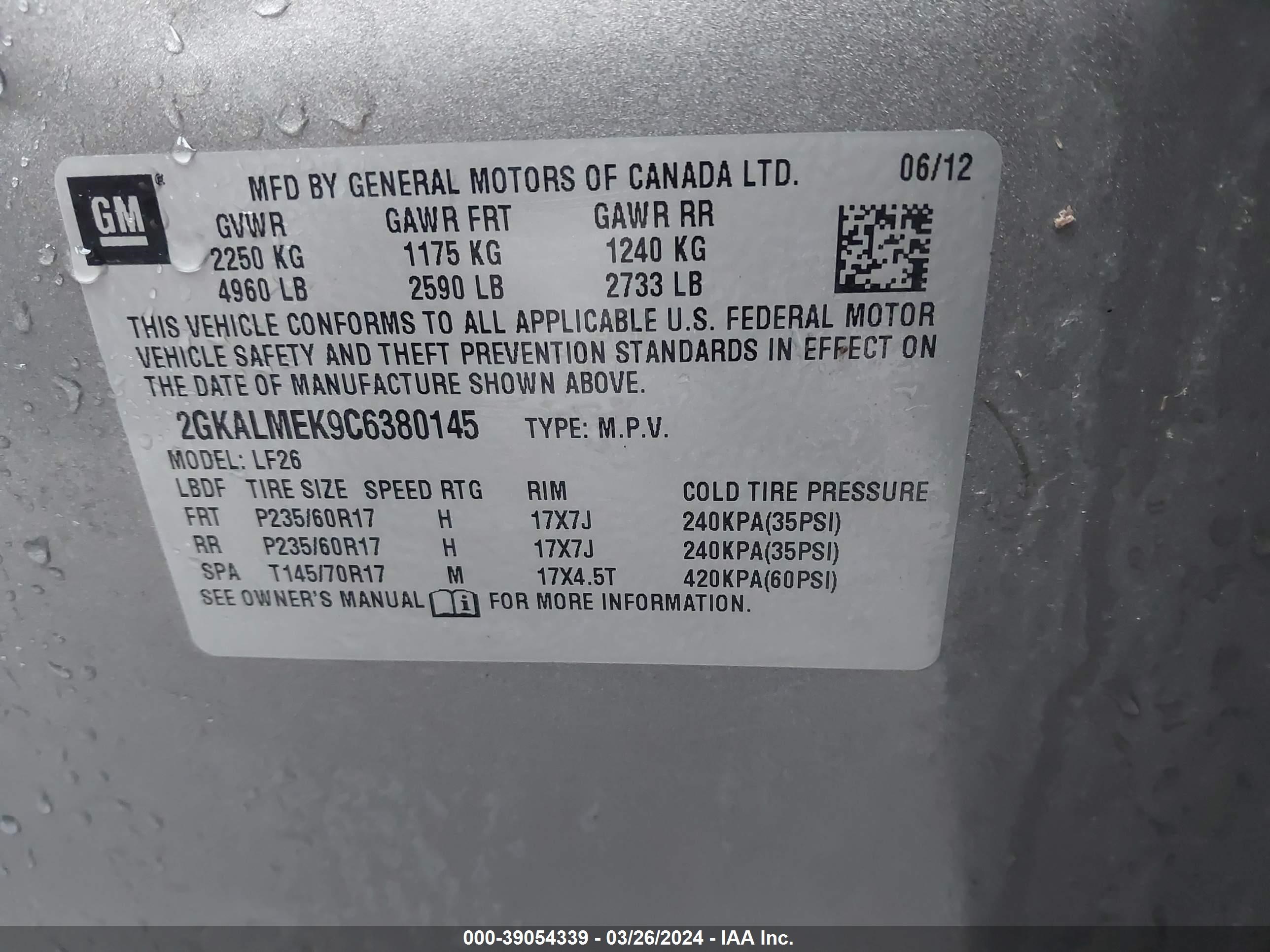 Photo 8 VIN: 2GKALMEK9C6380145 - GMC TERRAIN 