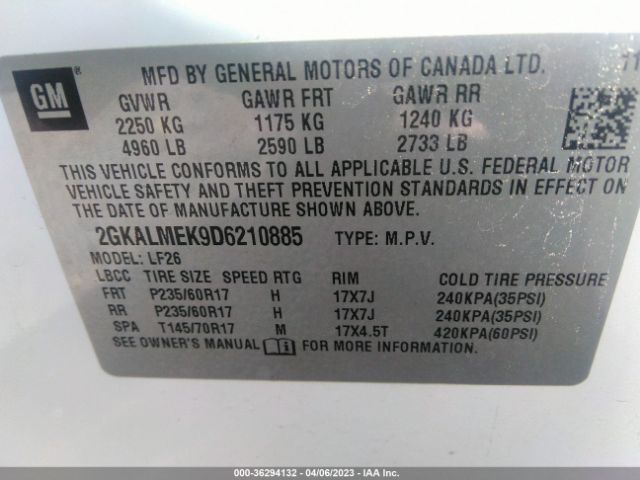 Photo 8 VIN: 2GKALMEK9D6210885 - GMC TERRAIN 