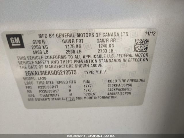 Photo 8 VIN: 2GKALMEK9D6213575 - GMC TERRAIN 