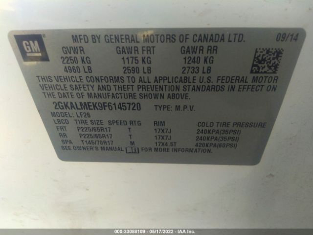 Photo 8 VIN: 2GKALMEK9F6145720 - GMC TERRAIN 