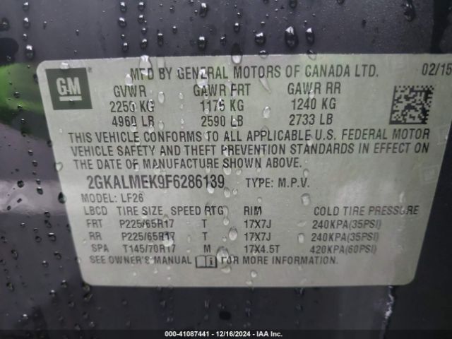 Photo 8 VIN: 2GKALMEK9F6286139 - GMC TERRAIN 