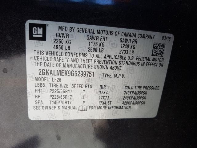 Photo 9 VIN: 2GKALMEK9G6299751 - GMC TERRAIN SL 