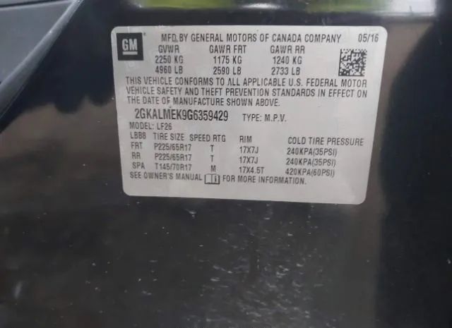 Photo 8 VIN: 2GKALMEK9G6359429 - GMC TERRAIN 