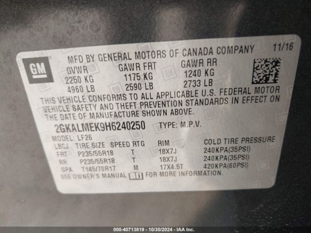 Photo 8 VIN: 2GKALMEK9H6240250 - GMC TERRAIN 