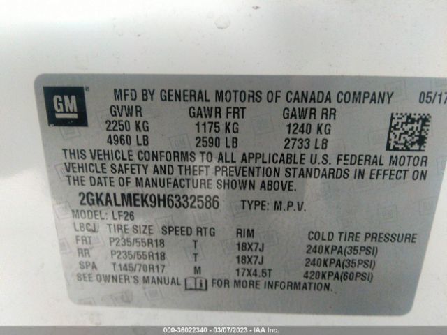 Photo 8 VIN: 2GKALMEK9H6332586 - GMC TERRAIN 