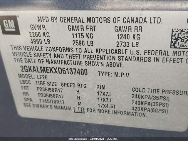 Photo 8 VIN: 2GKALMEKXD6137400 - GMC TERRAIN 