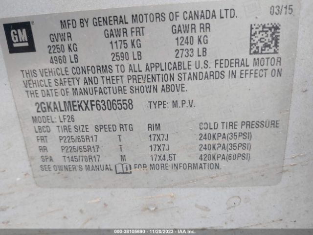 Photo 8 VIN: 2GKALMEKXF6306558 - GMC TERRAIN 