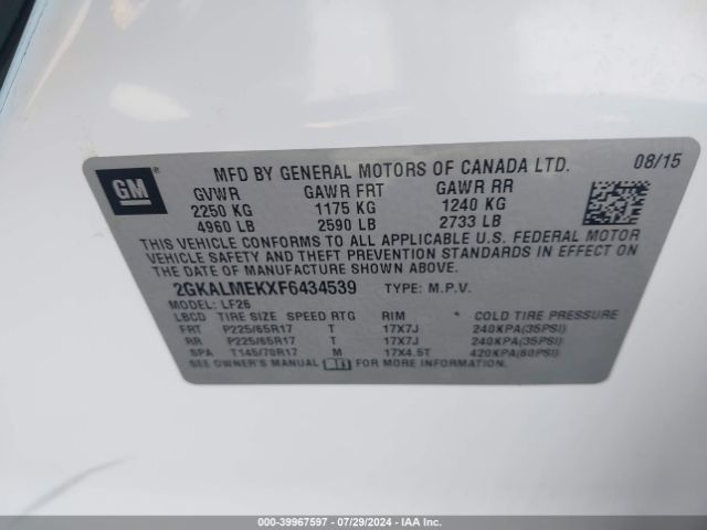 Photo 8 VIN: 2GKALMEKXF6434539 - GMC TERRAIN 